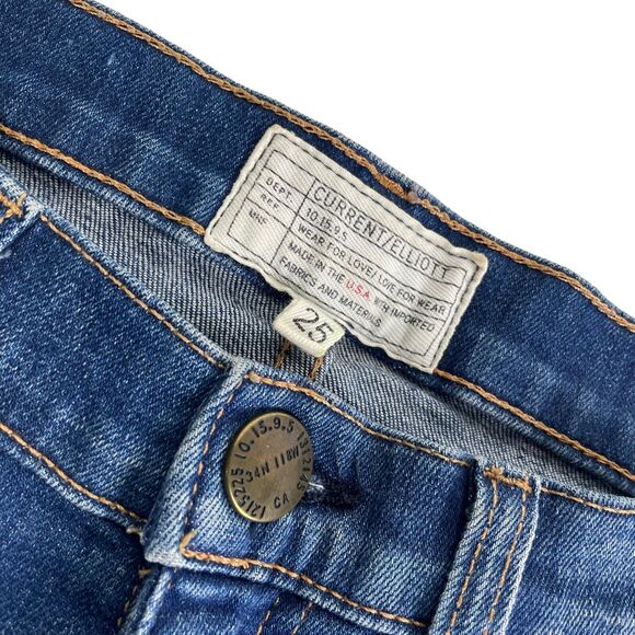 Current/Elliott The Stiletto Niagara Destroy Blue Cropped Skinny Jeans Size 25 - Picture 4 of 12